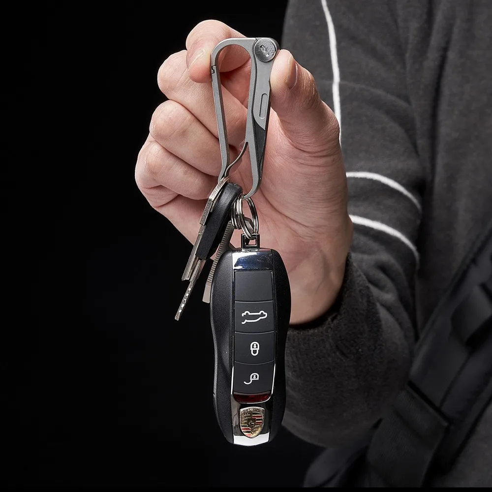 AlphaBiner: Titanium EDC Carabiner Keychain with Folding Utility knife