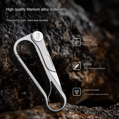 AlphaBiner: Titanium EDC Carabiner Keychain with Folding Utility knife