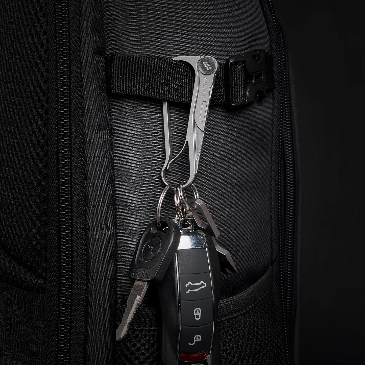 AlphaBiner: Titanium EDC Carabiner Keychain with Folding Utility knife