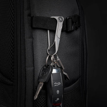 AlphaBiner: Titanium EDC Carabiner Keychain with Folding Utility knife