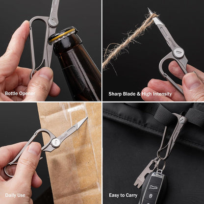 AlphaBiner: Titanium EDC Carabiner Keychain with Folding Utility knife