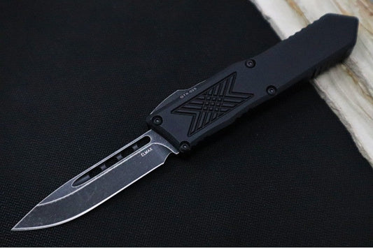 Guardian Tactical GTX-025 OTF - Dark Stonewash Finish / Elmax Steel / Drop Point Blade / Black Anodized Aluminum Handle 12-3611